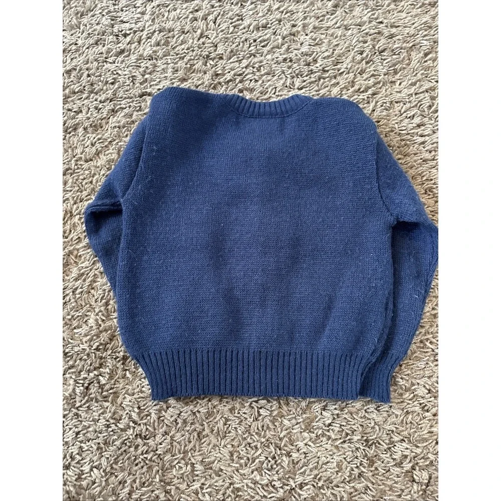 Vintage 90s Donmoor Crewneck Preppy Sweater Boys Size 18 Mos Blue Red - Picture 5 of 5